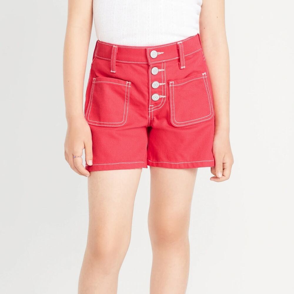 Old Navy Kids High Waisted Mariner Midi Jean Shorts Girls Size 12